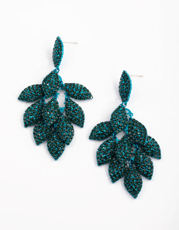 Matte groene diamanten blad oorbellen