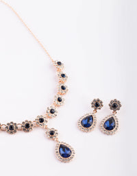 Rose Gold Diamante Flower Necklace and Earrings Set - link has visual effect only