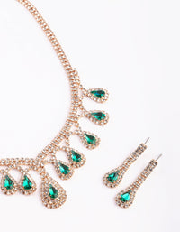 Gold Teardrop Necklace and Earrings Set - link has visual effect only