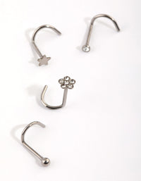 Titanium Star and Flower Nose Stud Pack - link has visual effect only