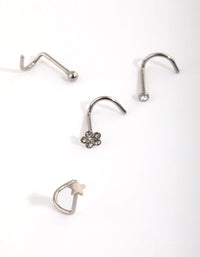 Titanium Star and Flower Nose Stud Pack - link has visual effect only