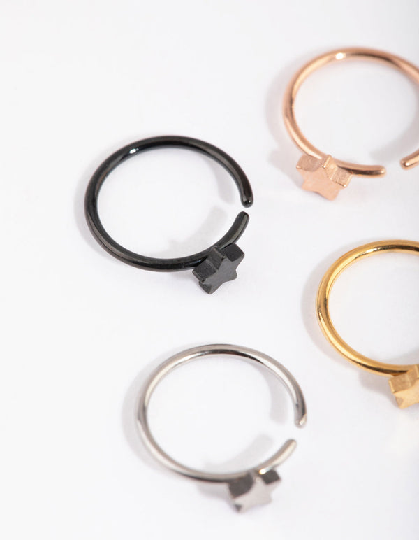 Titanium Star Nose Ring Pack