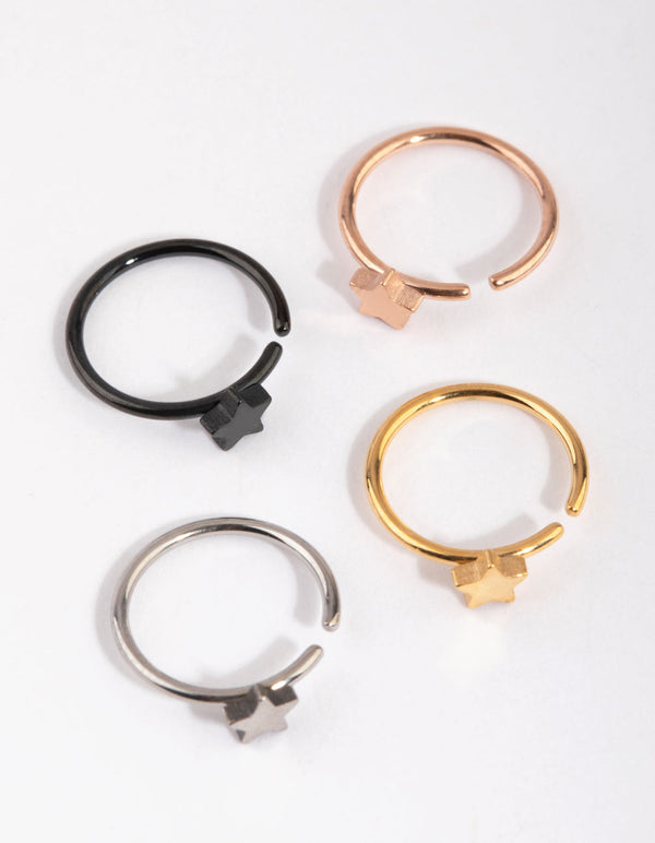 Titanium Star Nose Ring Pack