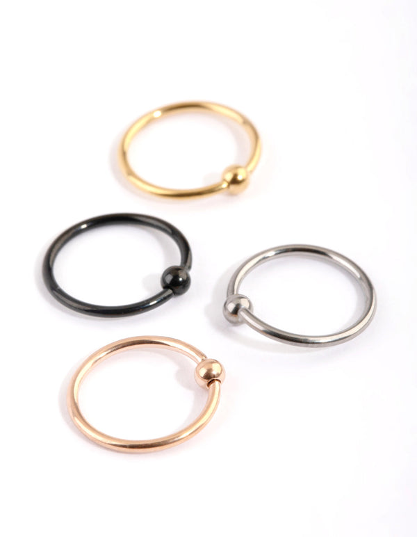 Titanium Plain Nose Ring Pack