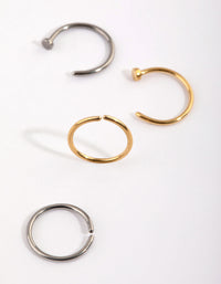 Titanium Plain Nose Stud and Ring Pack - link has visual effect only