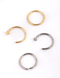 Titanium Plain Nose Stud and Ring Pack - link has visual effect only
