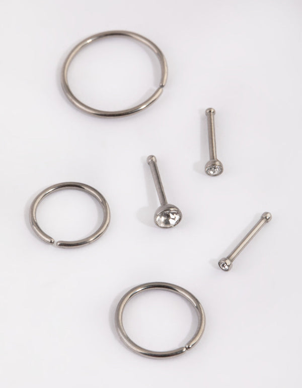 Titanium Nose Stud and Ring Pack