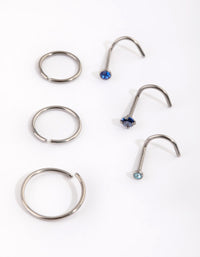 Titanium Diamante Nose Stud and Ring Pack - link has visual effect only