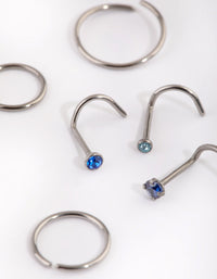 Titanium Diamante Nose Stud and Ring Pack - link has visual effect only