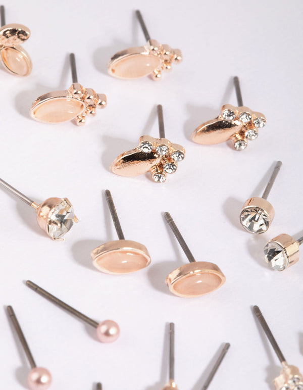 Rose Gold Garden Stud Earring Pack