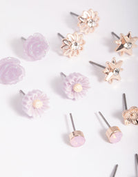 Rose Gold Triangle and Flower Stud Earring Pack - link has visual effect only