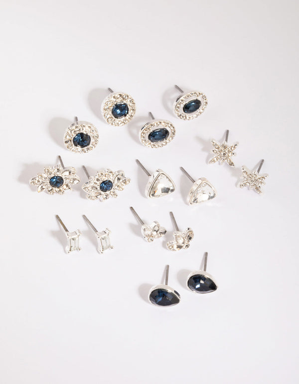 Royal Blue Diamante Ring and Earring Pack