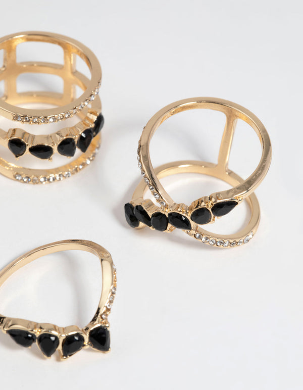 Gold Crossover Cage Ring Pack