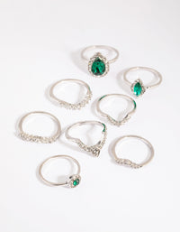 Rhodium Green Diamante Ring Pack - link has visual effect only