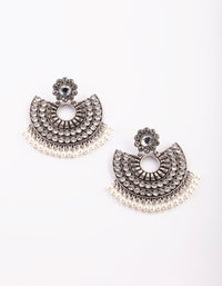 Antique Silver Statement Earrings with Pearls - link has visual effect only