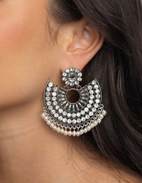 Antique Silver Statement Earrings with Pearls - link has visual effect only