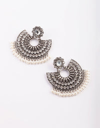 Antique Silver Statement Earrings with Pearls - link has visual effect only