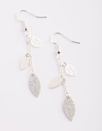 Silver Glitter Leaf Necklace and Earrings Set - link has visual effect only