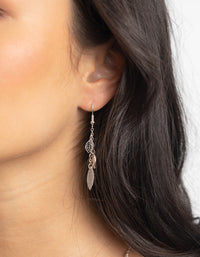 Silver Glitter Leaf Necklace and Earrings Set - link has visual effect only