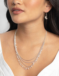 Silver Pearl Necklace and Earrings Set - link has visual effect only