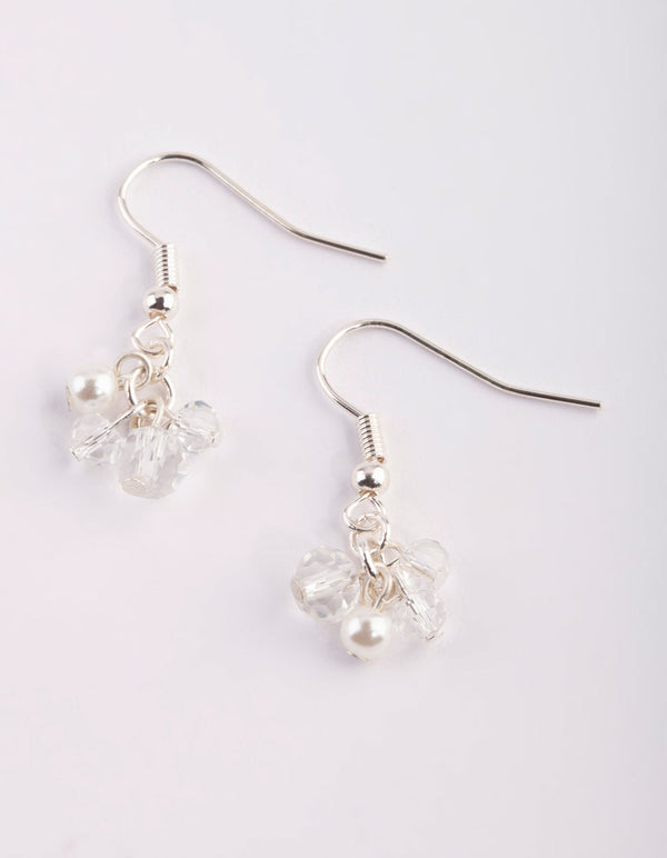 Silver Pearl Necklace and Earrings Set