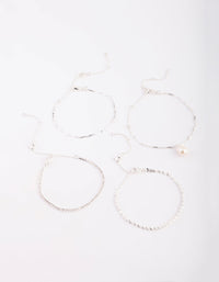Silver Pearl Bracelet and Anklet Set - link has visual effect only