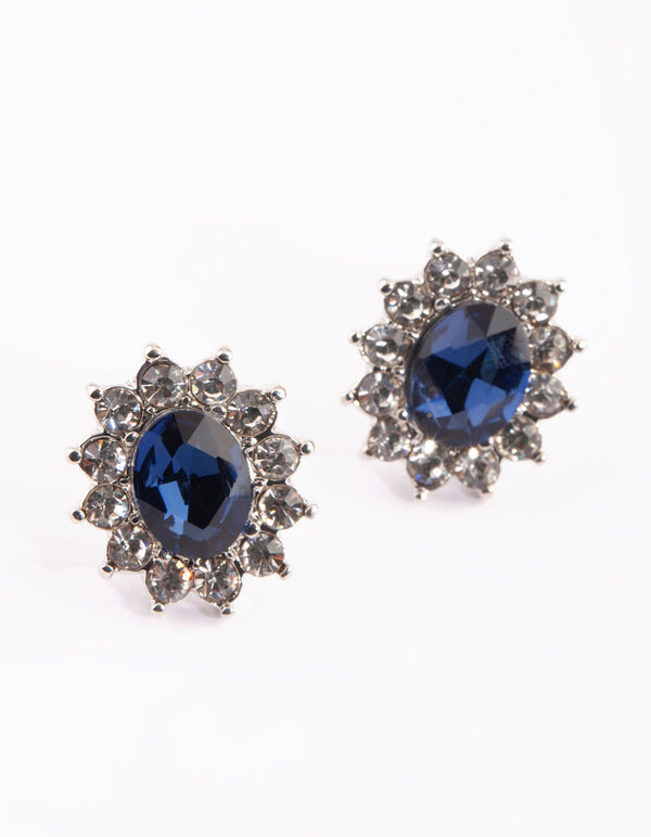Rhodium Diamante and Flower Stud Earring Pack