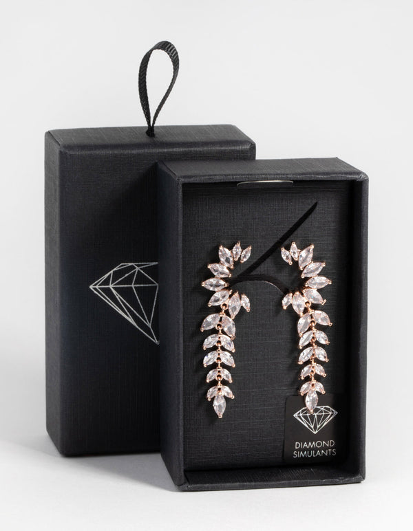Rose Gold Diamond Simulant Statement Earrings