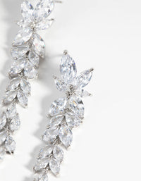 Rhodium Diamond Simulant Drop Earrings - link has visual effect only