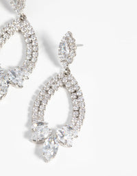 Rhodium Diamond Simulant Teardrop Earrings - link has visual effect only