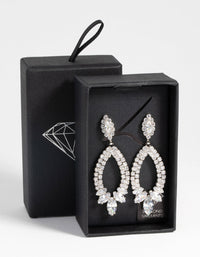 Rhodium Diamond Simulant Teardrop Earrings - link has visual effect only