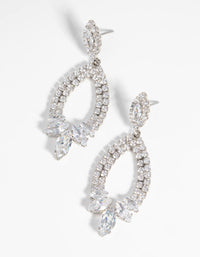 Rhodium Diamond Simulant Teardrop Earrings - link has visual effect only