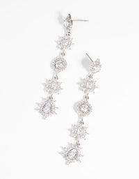 Rhodium Diamond Simulant Decorative Drop Earrings - link has visual effect only
