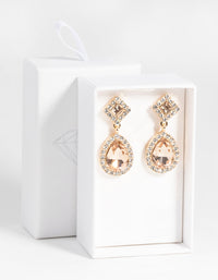 Gouden oorbellen met ovaalvormige druppel en diamantsimulant - link has visual effect only