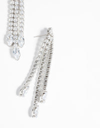 Rhodium Diamond Simulant Vintage Drop Earrings - link has visual effect only