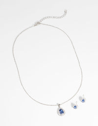 Sapphire Diamond Simulant Necklace and Earrings Set - link has visual effect only