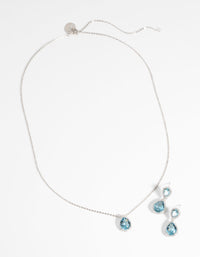 Rhodium Diamond Simulant Necklace and Earrings Set - link has visual effect only