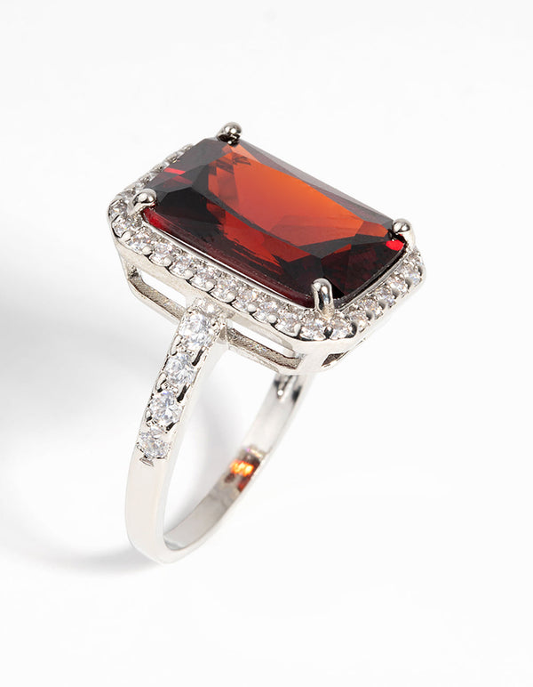 Ruby Diamond Simulant Halo Ring