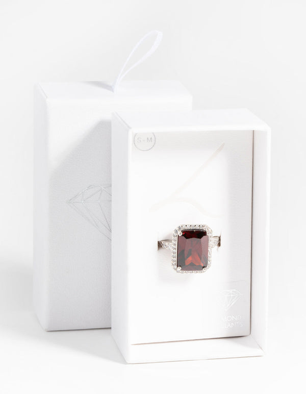 Ruby Diamond Simulant Halo Ring