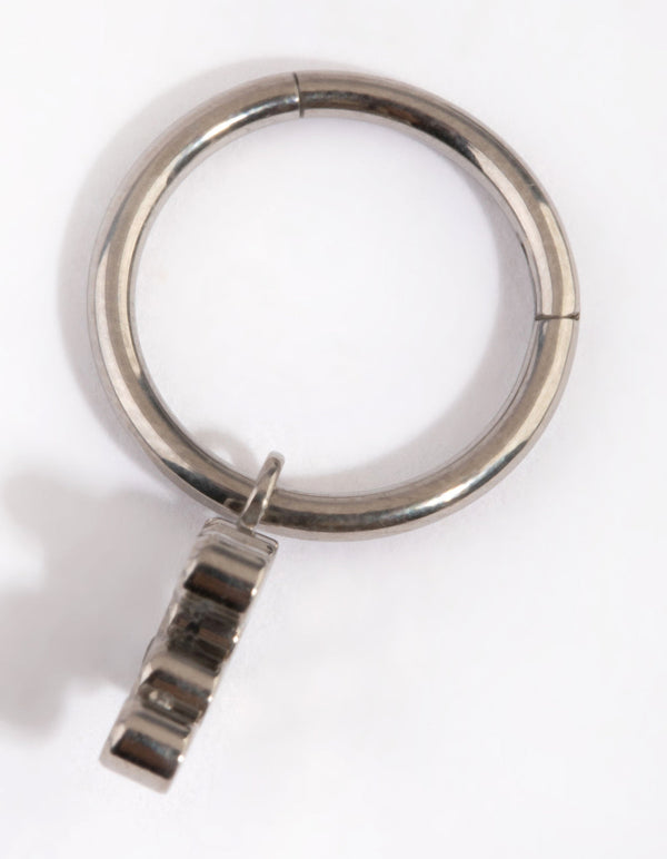 Titanium Diamante Cross Belly Ring