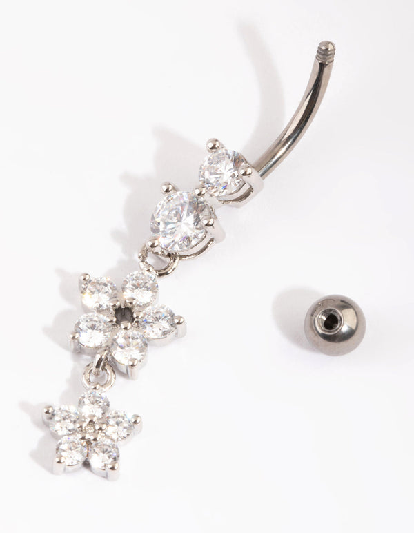 Titanium Floral Belly Bar