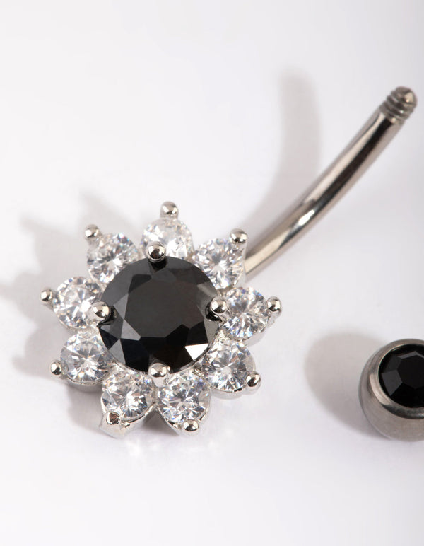 Titanium Flower Belly Bar