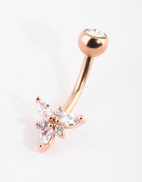 Rose Gold Plated Titanium Diamante Belly Bar - link has visual effect only
