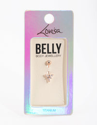 Rose Gold Plated Titanium Diamante Belly Bar - link has visual effect only