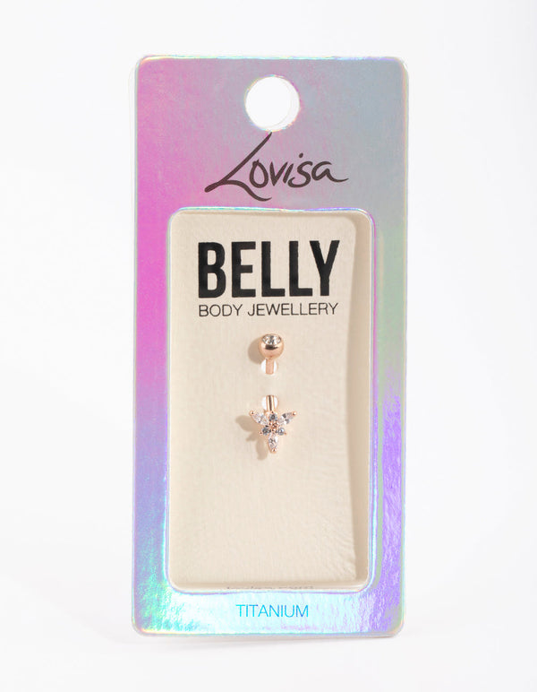 Rose Gold Plated Titanium Diamante Belly Bar