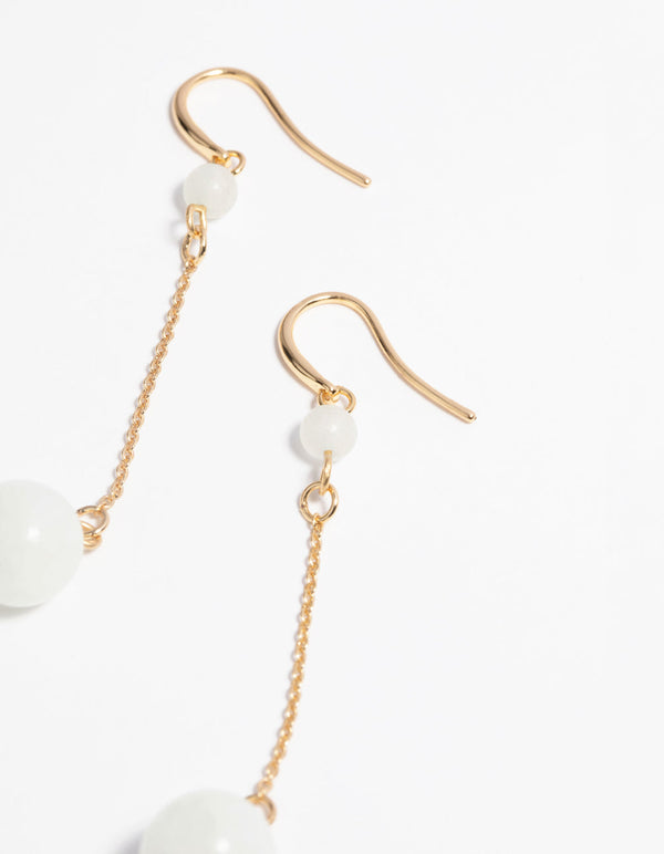 Gold Plated Drop Earrings with Semi-Precious Stones