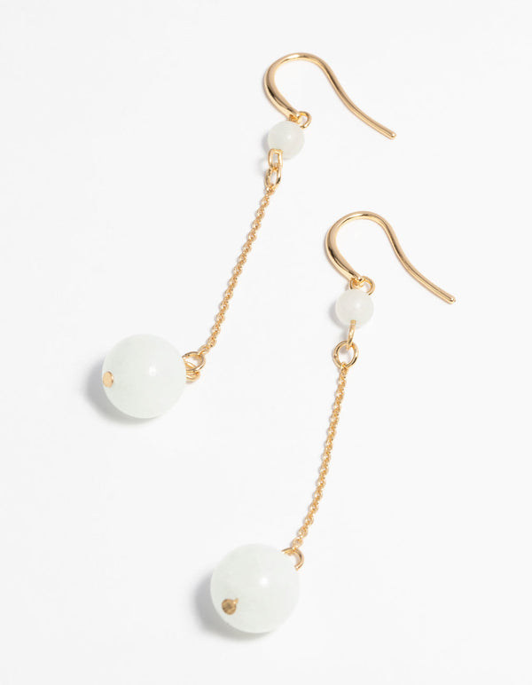 Gold Plated Drop Earrings with Semi-Precious Stones