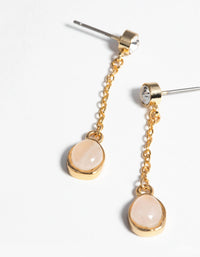 Gold Plated Drop Earrings with Rose Quartz - link has visual effect only