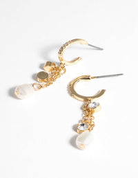 Gold Plated Drop Earrings with Freshwater Pearls - link has visual effect only