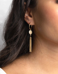 Gold Plated Tassel Drop Earrings with Freshwater Pearls - link has visual effect only